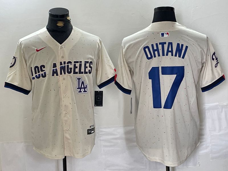 Men Los Angeles Dodgers 17 Ohtani Cream Fashion Nike Game MLB Jersey style 71